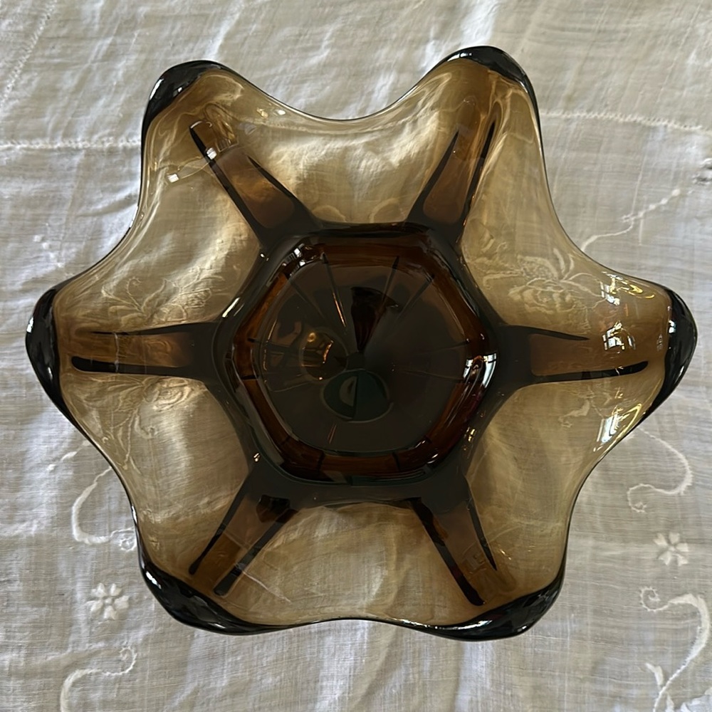 Viking glass smokey brown column compote